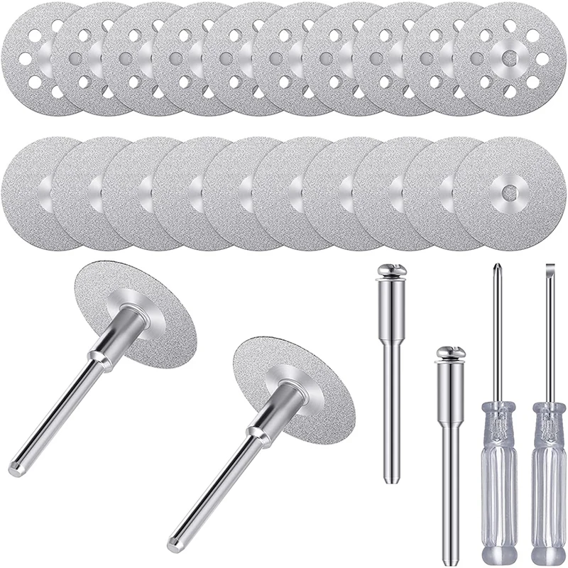

26 Pcs Diamond Cutting Wheel Set For Rotary Tool 0.87 Inch Diamond Cutting Wheel Screwdriver For Wood Metal Rotary Tool