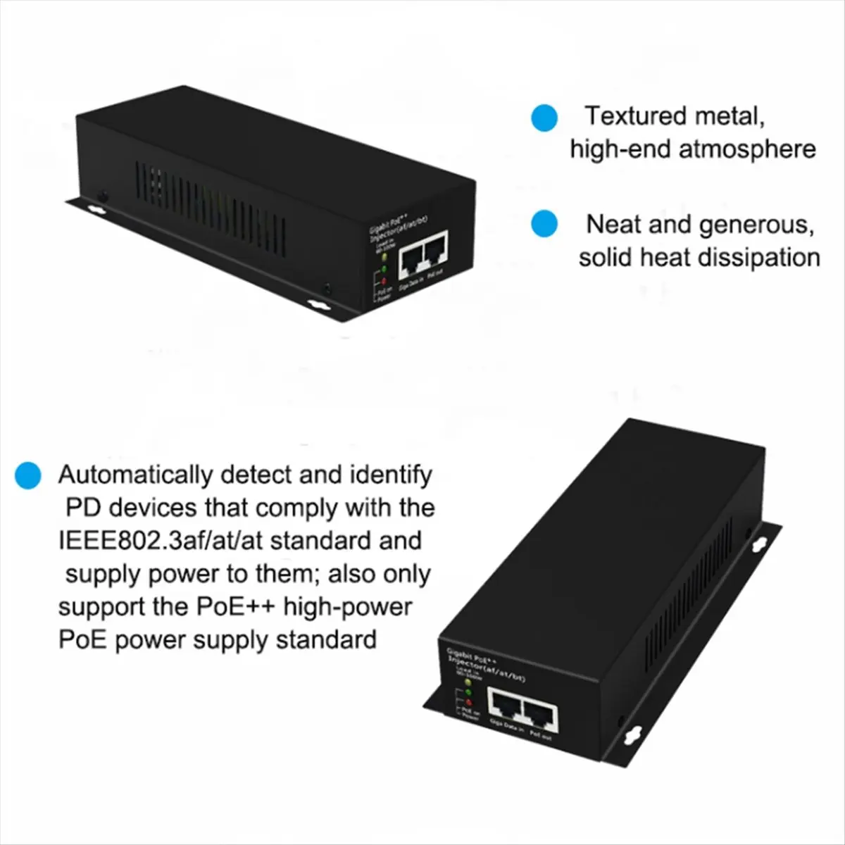 Фото SCLS 90W Hi-Power Gigabit POE++ инжектор (Af/At/Bt) – блок питания POE для IP-камер и точек доступа, вилка стандарта США №1