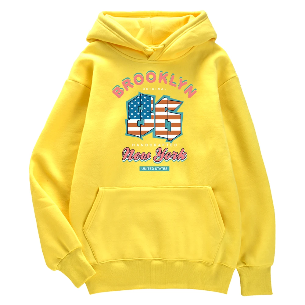 

Brooklyn New York Usa Letter 86 Print Hoodies Mens Ulzzang Loose Long Sleeve Korean Breathable Sportswear Casual Sport Clothing