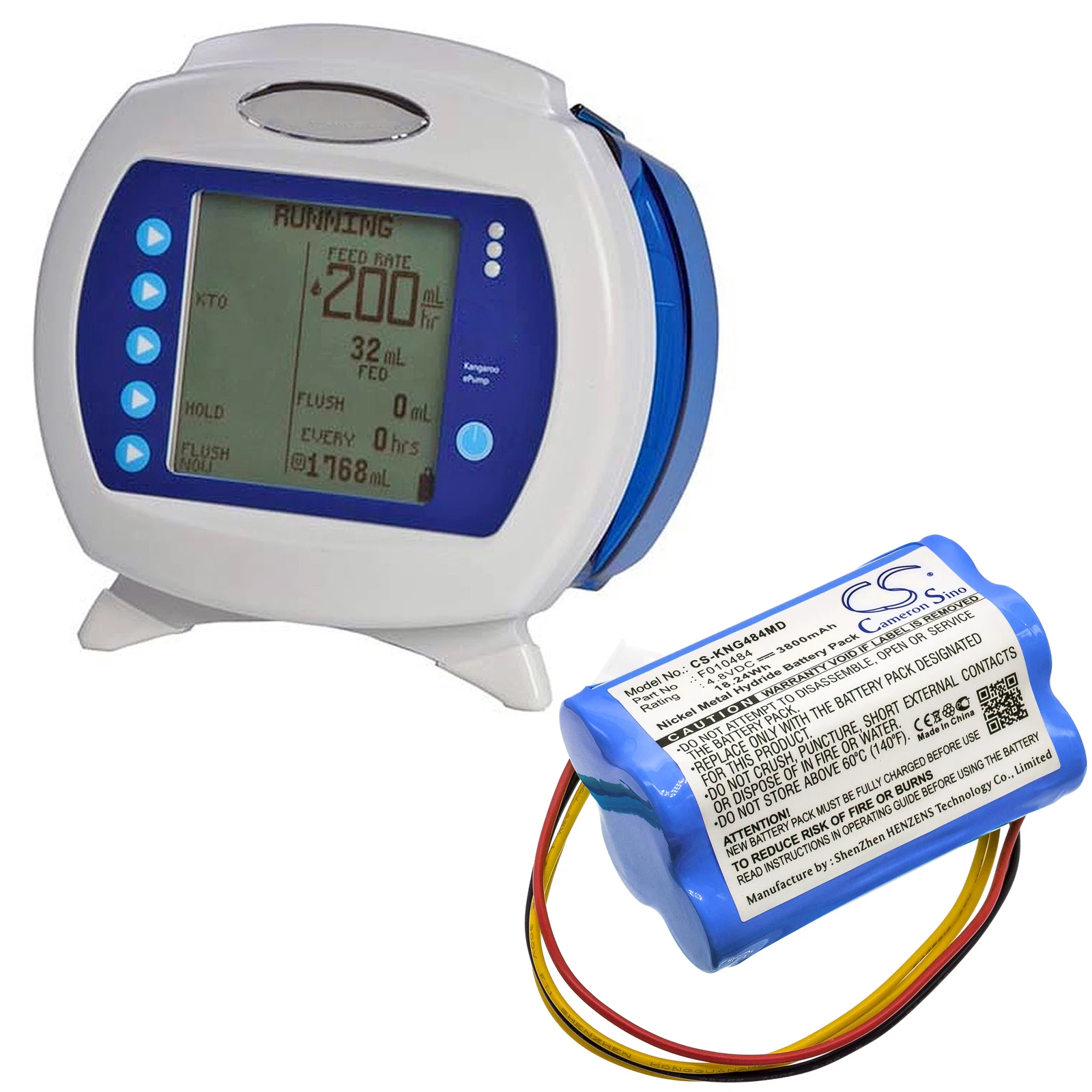 Фото НОВАЯ сменная перезаряжаемая медицинская батарея 4.8V 3800mAh F010484, B11404 для энтерального насоса Kangaroo/Covidien ePump (модель 2026 года) №1