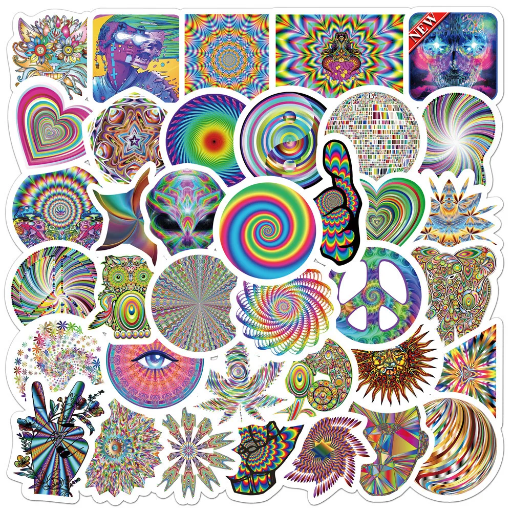 

50PCS Stress Reliever Psychedelic Cool Stickers Laptop Guitar Luggage Phone Motorcycle Bike Car Graffiti Sticker Decal Kid Toys