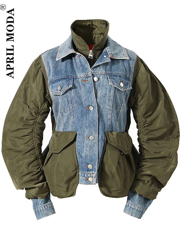 

Winter Autumn Women's Loose Coat 2022 Retro Denim Tops Lady Outerwear Korean Style Hip Hop Harajuku Long Sleeve Denim Jackets