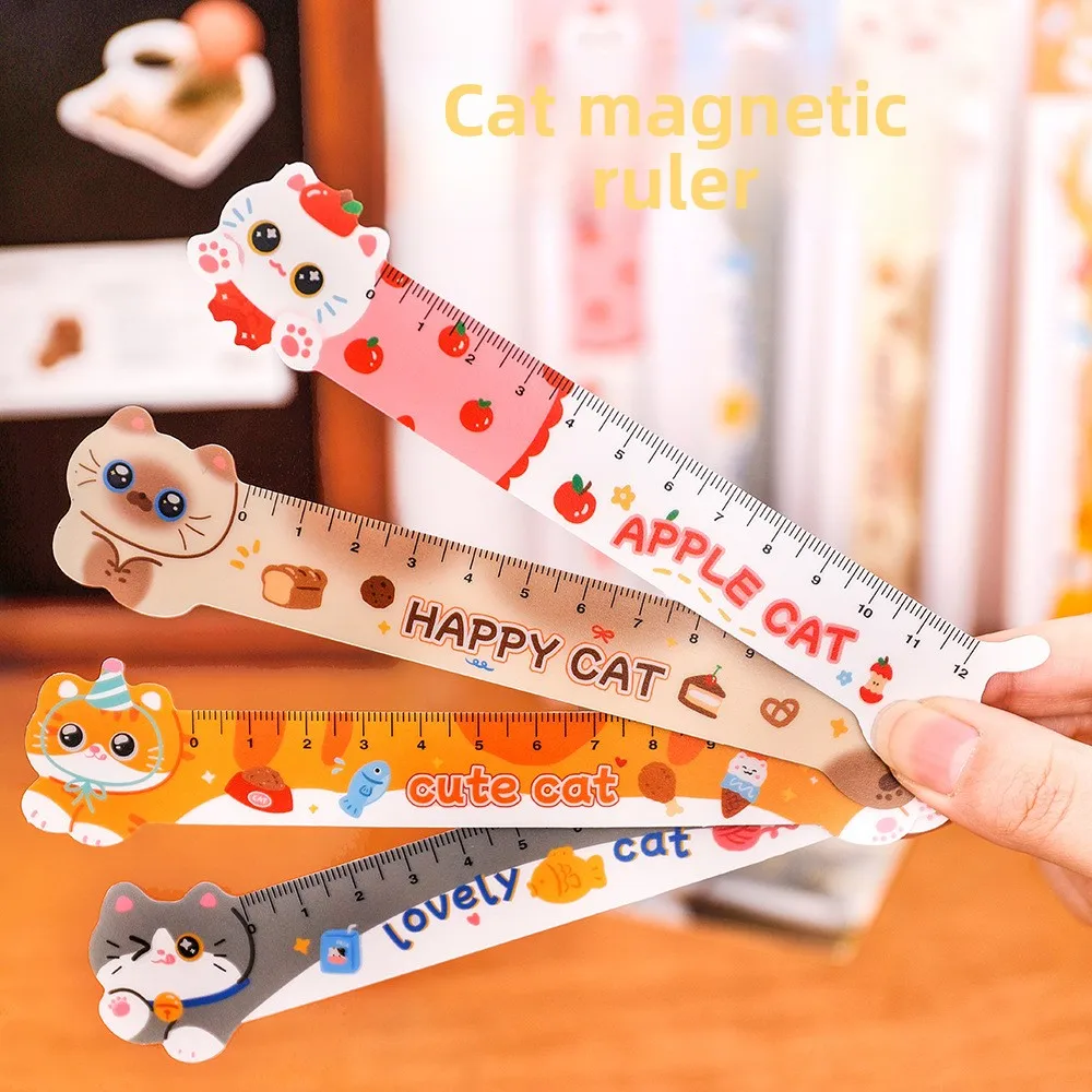

20 шт., магнитная линейка с милым котом, мультяшная линейка для закладок специальной формы, студенческие канцелярские принадлежности, подарок для награды