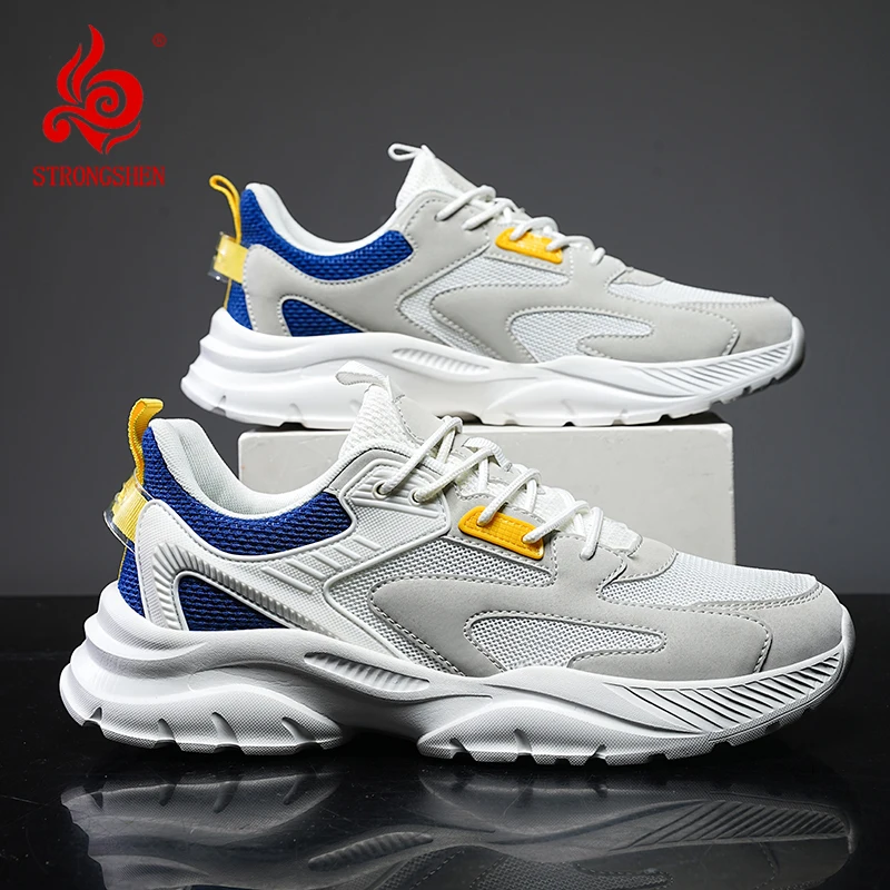 STRONGSHEN Men Sneakers Sport Shoes Outdoor Running Jogging Walking Trend Lightweight Gym Mens Shoes Plus Size Zapatillas Hombre
