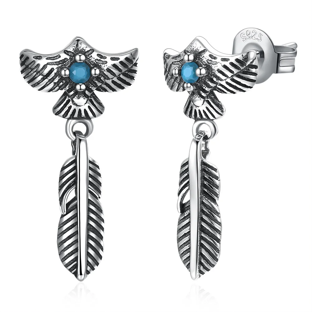 

Женские серьги из серебра 925 пробы, с перьями