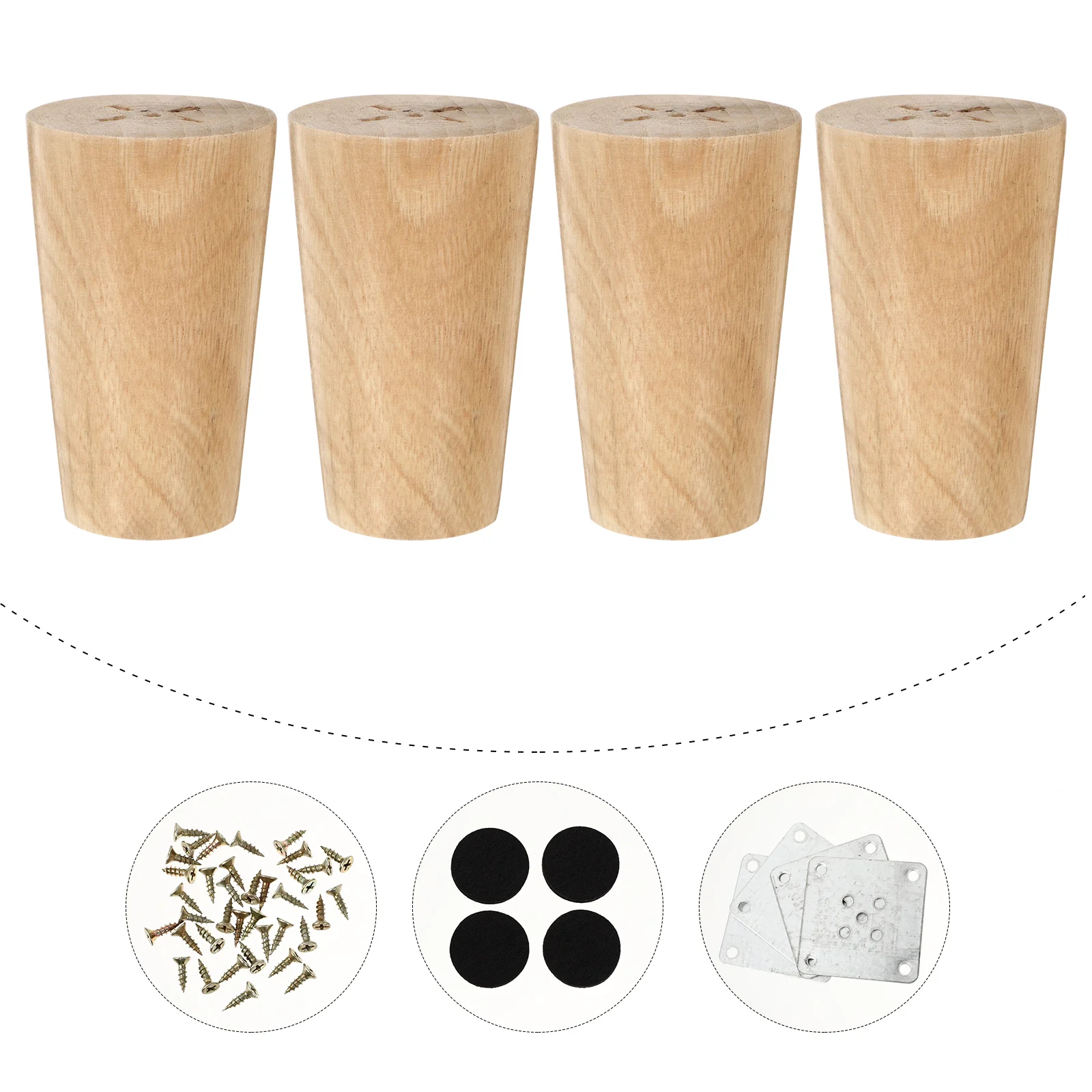

4pcs Practical Sturdy All-match Legs Bun Furniture Feet Replacement Legs for Chair