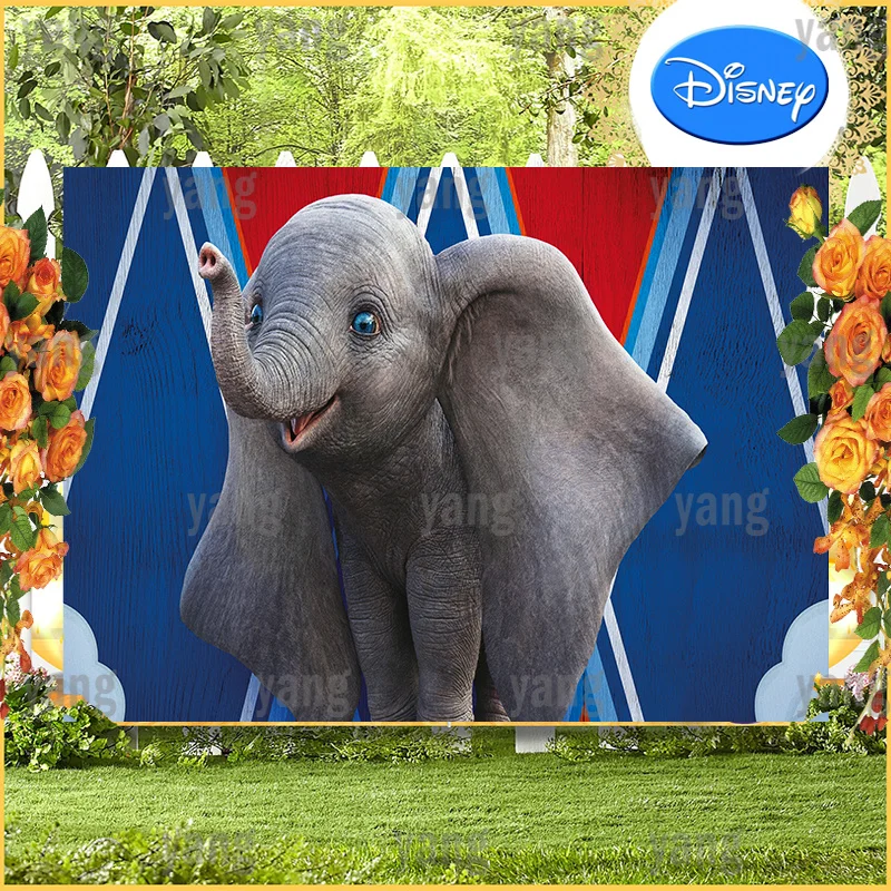 Custom Disney Photo Wall A Long Nose Dumbo Circus Elephant Animation Background Kids Birthday Party Decoration Banner Backdrop