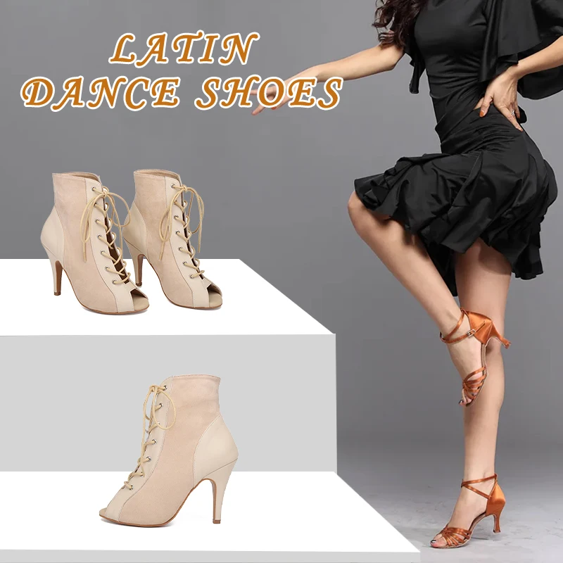 Hipposeus Dance-Shoes Women Girls Latin Ladies Modern Ballroom Dance Shoes Tango High Quality Suede Dancing Shoes Professional