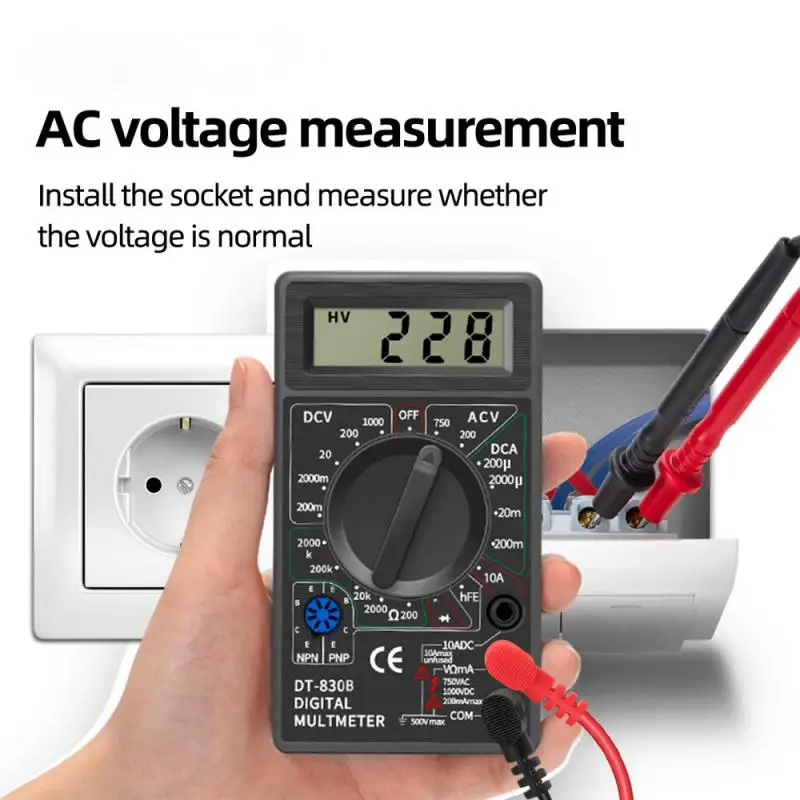 Hot Selling Digital Multimeter Ac/dc Lcd Mini Voltmeter Ammeter Ohm Tester 750/1000V High Safety Hand-Held Instrument with Probe