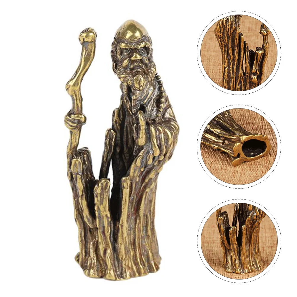 

Ornamentstatue Brass Garden Holder Zen Monk Figurines Figurine Tealight Wealth Home Auspicious Office Tea Petcollectible