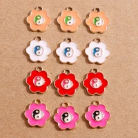 10pcslot enamel yin yang flower charms for jewelry making sunflower rose flower charms pendant for diy necklaces earrings gift