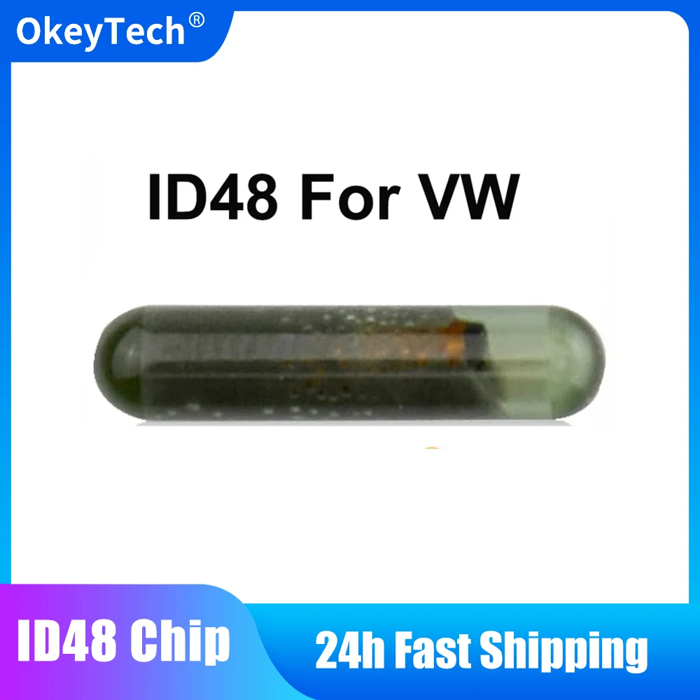 

OkeyTech ID48 Стеклянный чип для VW Remote Key Shell Transponder Chip Автомобильный ключ Tube для VolksWagen VW Golf Passat B5 B6 Polo Touran