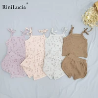 rinilucia summer infant floral set baby girl simple thin sling tops girl soft sleeveless t shirt comfortable cotton shorts