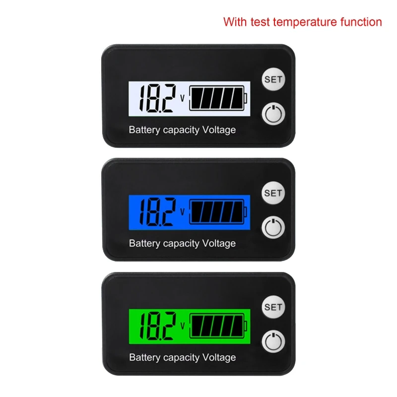 

Upgraded Battery Capacity Voltage Meter Battery Capacity Gauge Indicator Temperature Meter Battery Gauge Monitor for Car 85WC