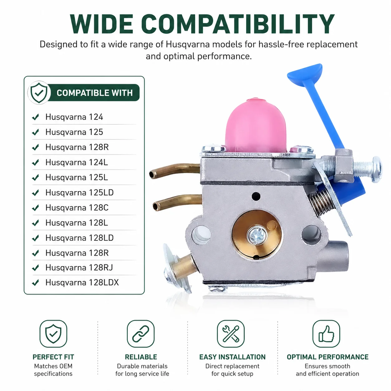 Фото Карбюратор для HUSQVARNA 124 125 128 R 124L 125L 125LD 128C 128L 128LD 128R 128RJ 128LDX ZAMA C1Q-W40A, запчасти для триммера, 545081848 №3