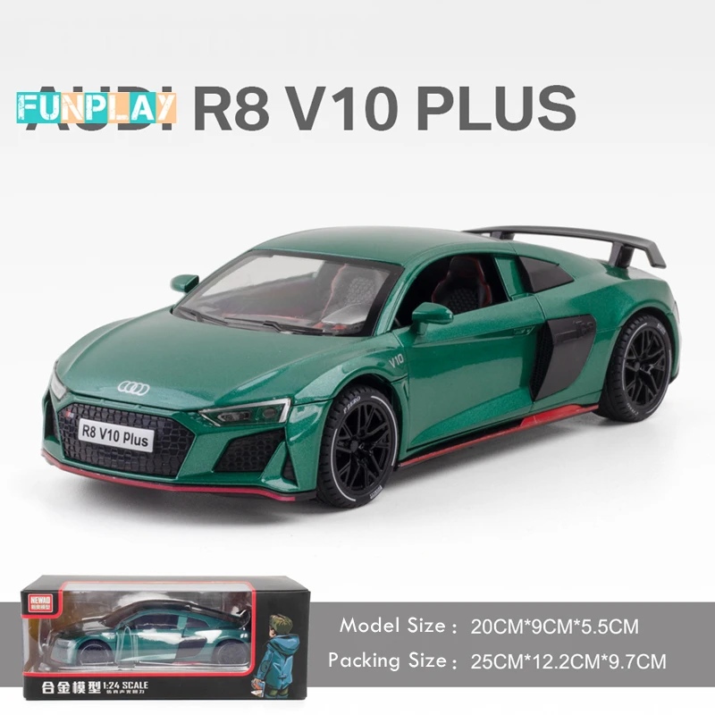 

Модель автомобиля Audi R8 V10, литой игрушечный автомобиль, хобби-модели для мальчиков, из сплава, игрушечный автомобиль на 4 года