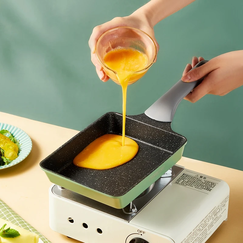 

Антипригарная сковорода Tamago, сковорода для омлета, сковорода, пищевой гранит, антипригарная, силиконовая ручка, 19*15 см