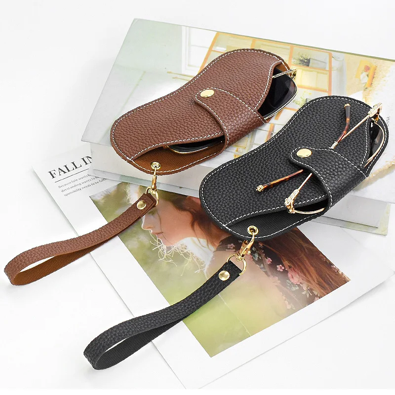 

New Creative Portable Anti-Scratch Sunglasses Cases Solid Color Sunglasses Bag Glasses Protective Sleeve PU Leather Glasses Case
