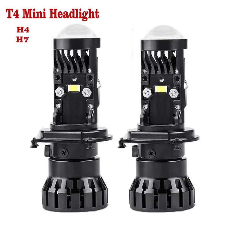 

T4 LED Mini Projector Lens LED H4 H7 Headlight Bulbs 90W Bright Car Light Lamp 12000LM Hi/Lo Beam Automobles Headlamp LHD Auto