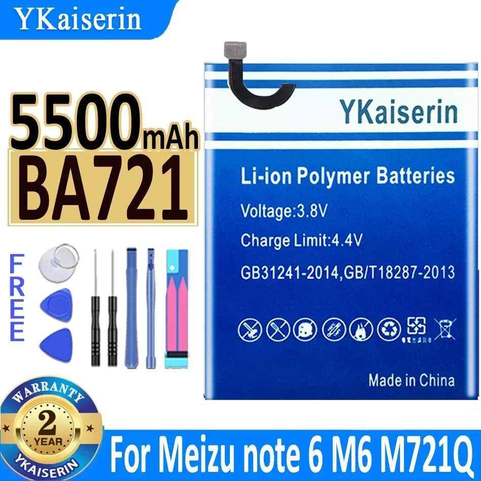 Аккумулятор YKaiserin для Meizu Meizy Meilan BA872 BA811 BA871 BA721 BU10 Note 6 Note6 16X M15 M6 6T M6T M811H M811Q M721Q Bateria