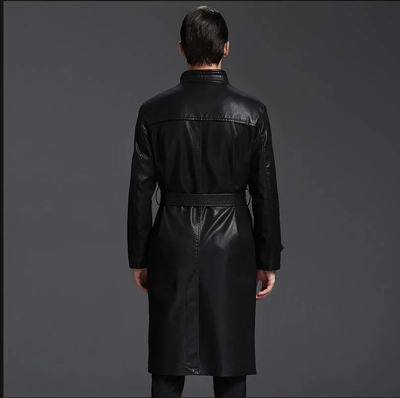 

Genuine Men Clothing 2022 Mens Sheepskin Long Leather Windbreaker Korean Version Stand Collar Cloak Coat