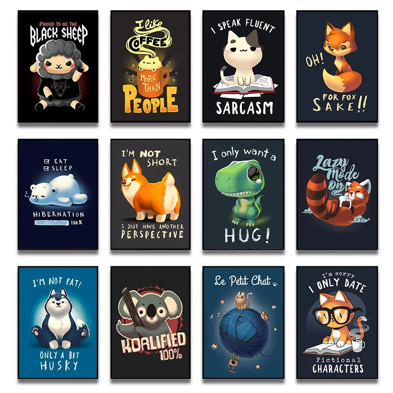 

Cute Cartoon Animals Canvas Painting Posters and Prints Cuadros Wall Art Picture for Living Kids Room Decoration Home Decor