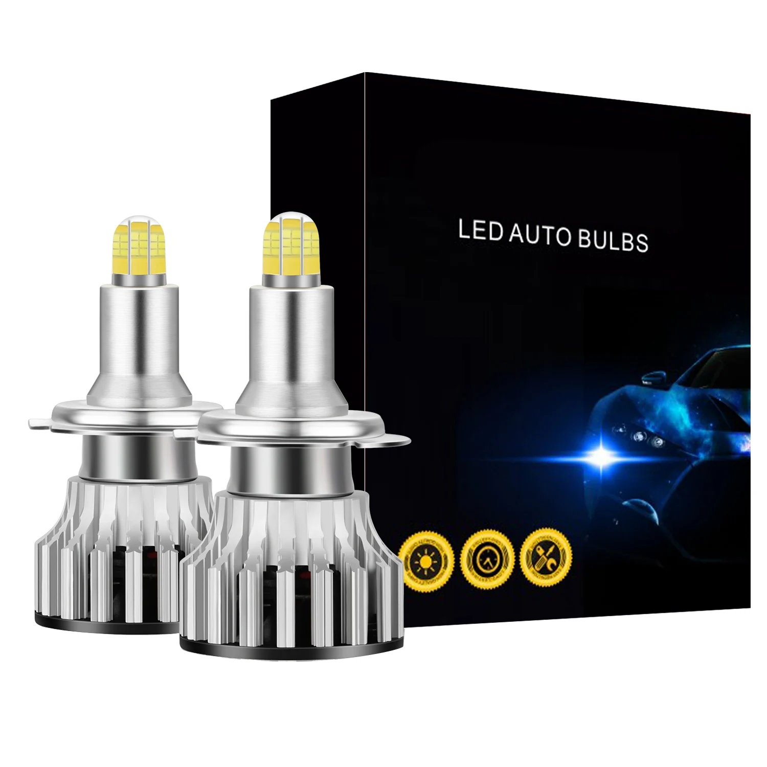 

H7 LED Headlight Bulbs, 24 CSP 8 Sides 360 Degree Car Led Lighting, 120W 18000LM 6500K Fog Light Bulbs Auto Lamps 2Pcs