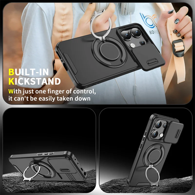 Чехол Funda для Xiaomi Redmi Note 13 4G автомобильный магнитный держатель кольцевые Чехлы