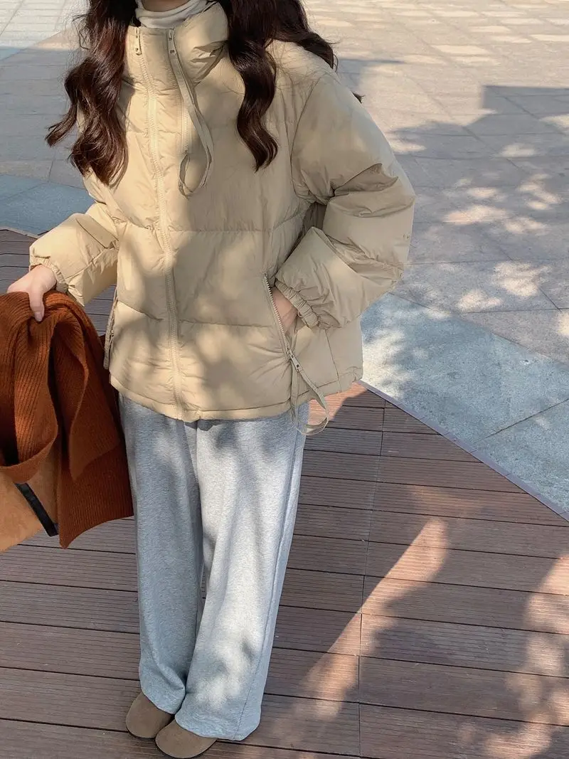 2023 New Winter Women White Duck Down Coat Casual Thickening Jacket Female Short Hooded Warm Down Outwear Tops Pockets M58