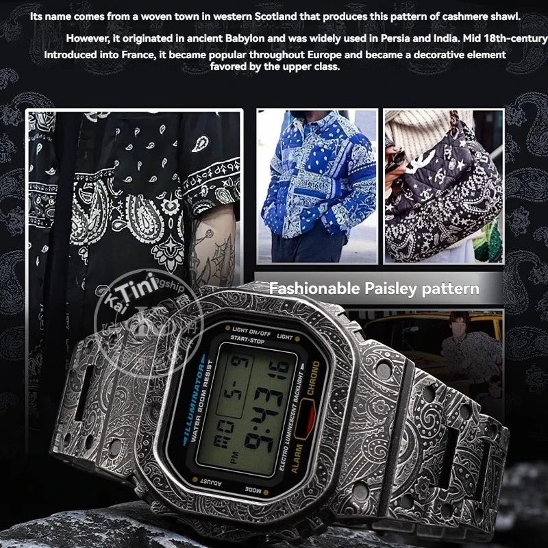 Фото Для Casio G-SHOCK ремешок для часов DW-5600 GW-B5600 GWM5610 GMW-B5000 ретро старый модернизированный металлический мужской корпус из нержавеющей стали ремешок для часов №2