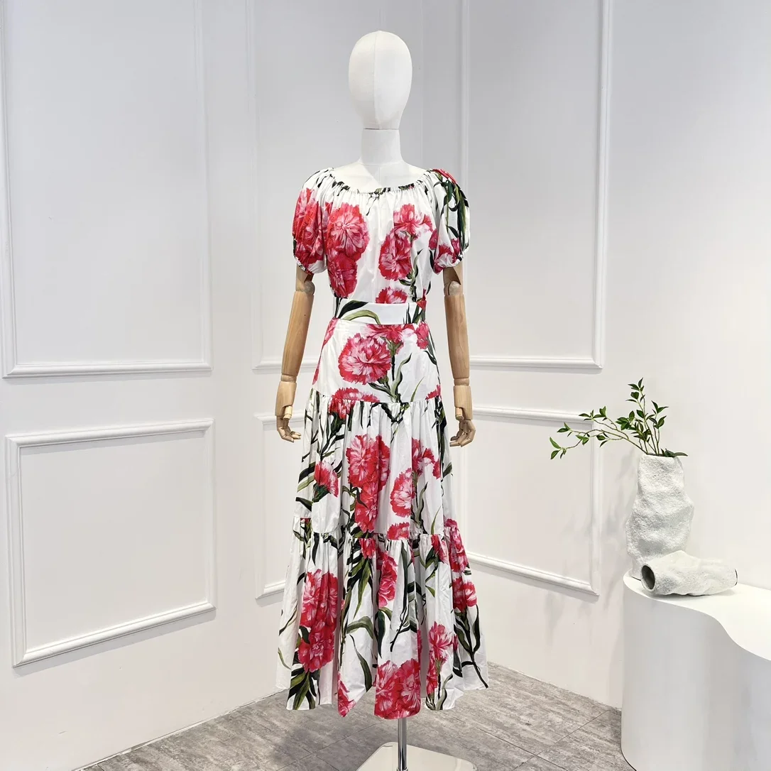 

Женский комплект из двух предметов, блузка с открытыми плечами и юбка макси из коллекции тюльпанов, весна-лето
