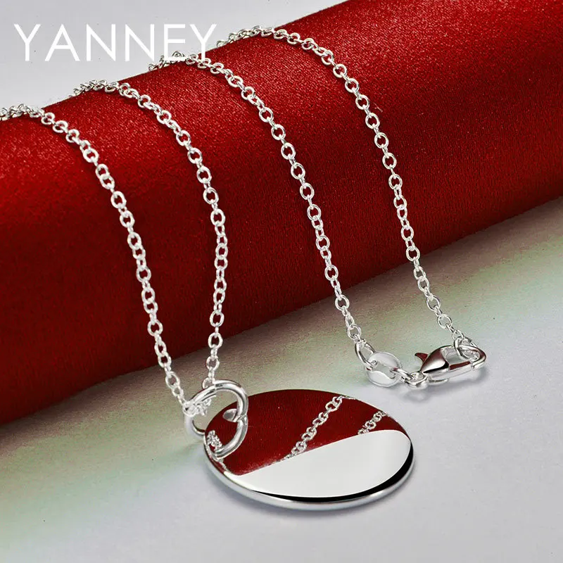 Ожерелье женское из серебра 925 пробы с гладкой круглой поверхностью 16-30 дюймов