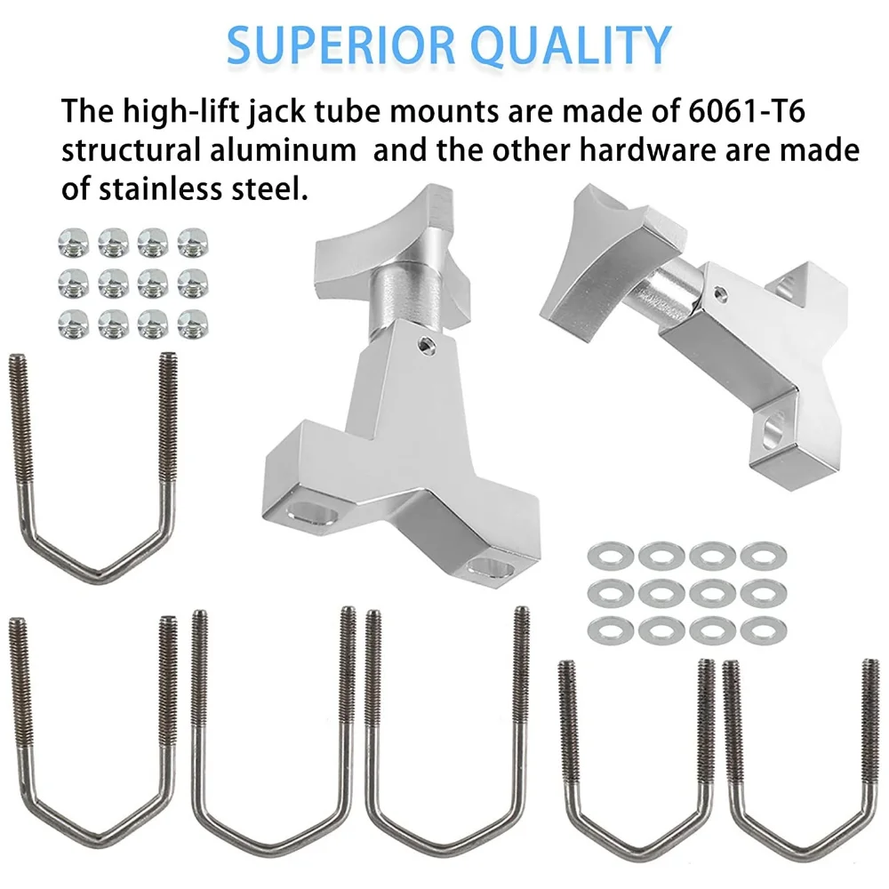 

High-Lift Jack Tube Mount 1-2.5 for Jeep RZR Offroad Polaris Universal Vehicle Truck Adjustable High Lift Jack Mounting, Silver