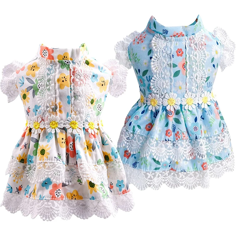 

Dog Dresses for Small Dogs Girl Summer Pet Clothes Cute Floral Lace Puppy Cat Princess Dress Chihuahua Yorkie Hawaiian Dress