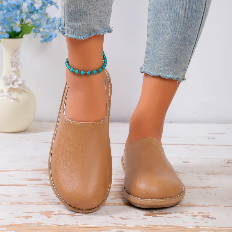 

2023 Hot Selling Women's Shoes Basic Women's Slippers Summer Versatile Casual Slippers Round Toe Solid Flat Sole Muller Shoes