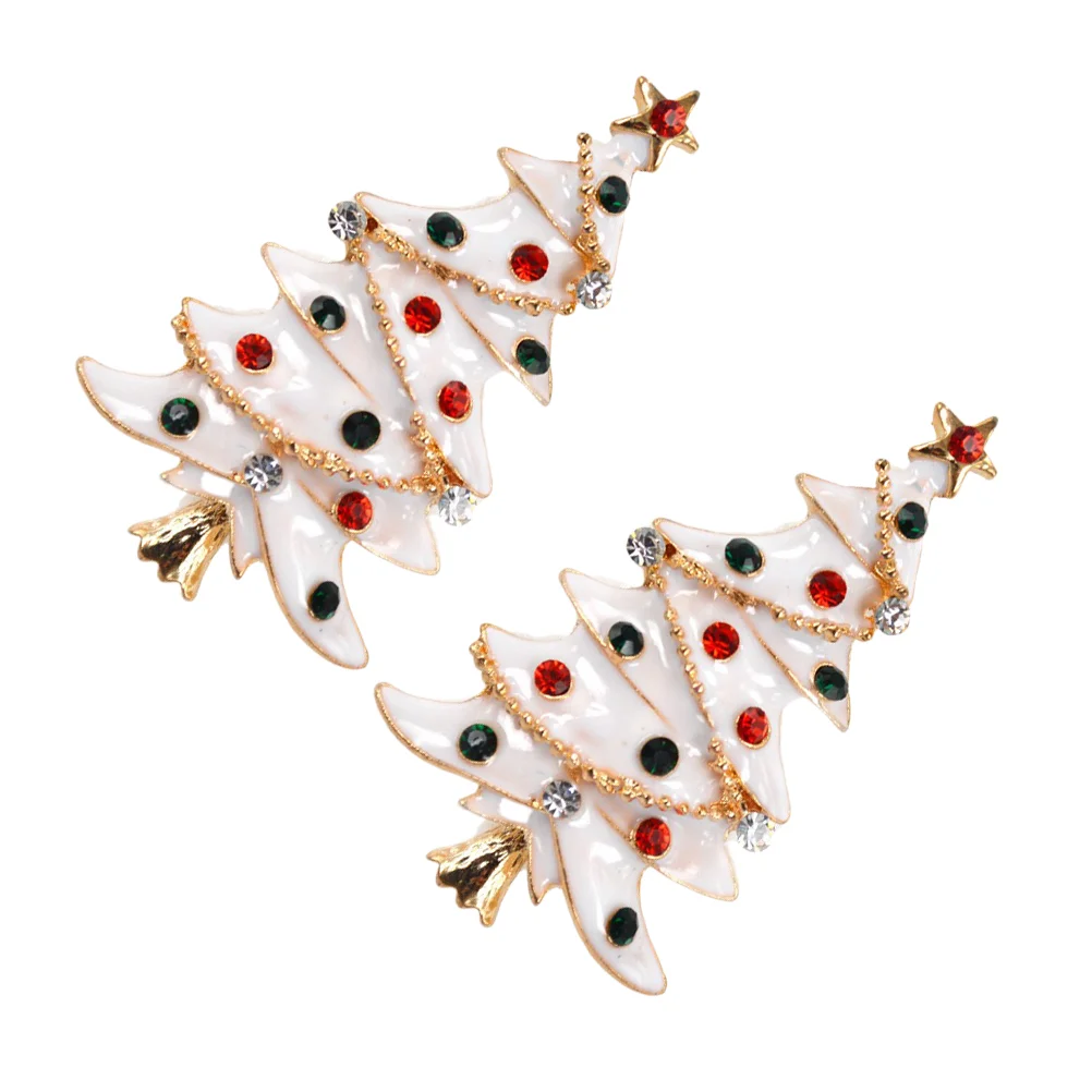 

2pcs Christmas Tree Breastpins Fashion Breastpin Brooches Creative Gift for Ladies