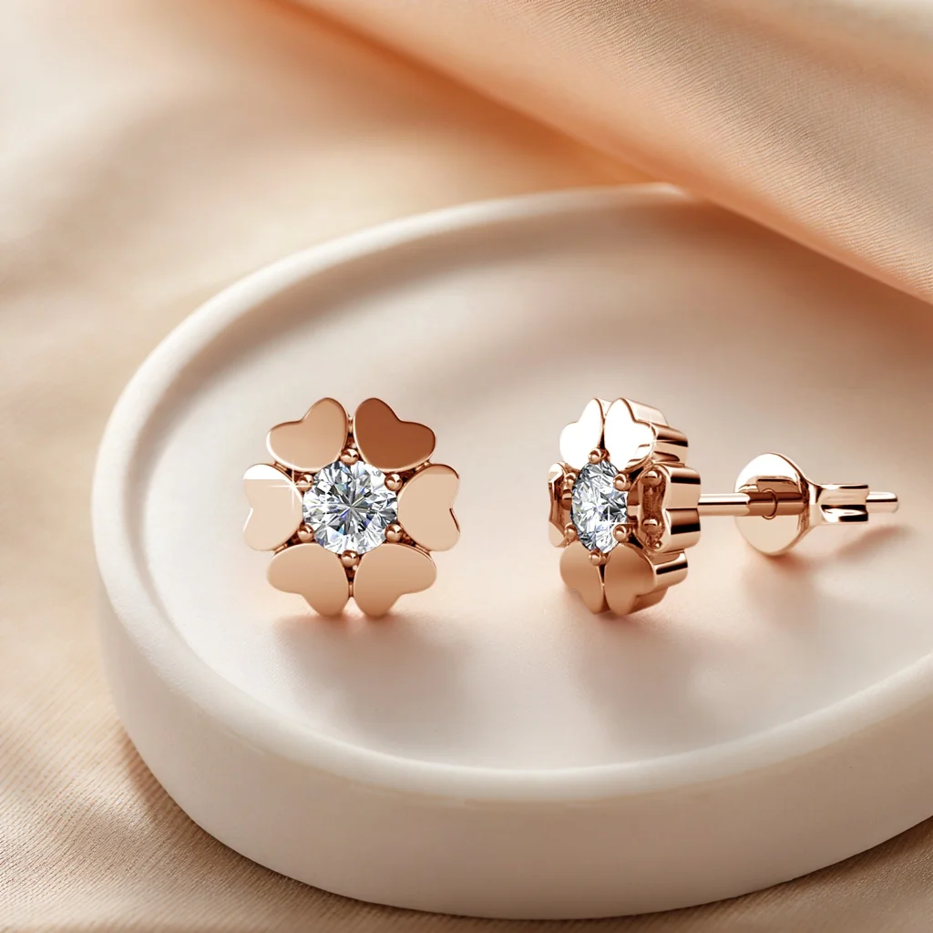 Фото Daisini модные кристаллы от Swarovski, ювелирные изделия, женские серьги-гвоздики с цветком, маленький дизайн в виде сердца, высокое качество, подарки на день рождения №3
