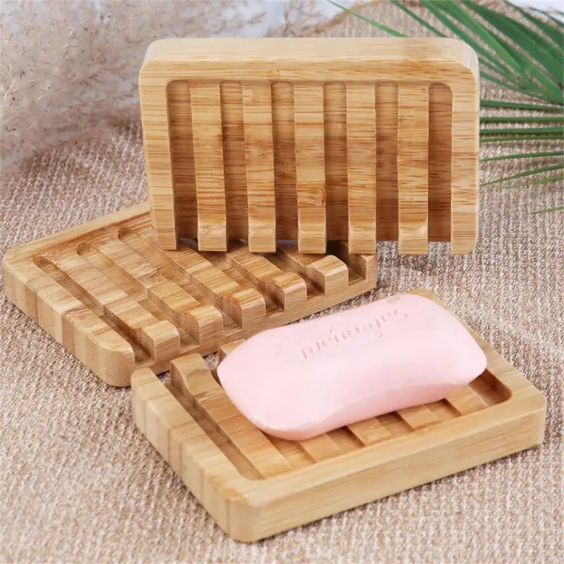 Soap Dish Container Moisture-proof Bamboo Storage Tray Draining Box Home Shower Washroom Accessories Wood Color Bathroom Tools