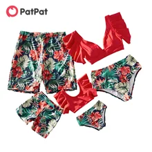 PatPat New Summer Ruffle-Sleeve Floral Print Matching Swimsuits Family Look Children's Clothing Swimwear Women's Swimsuit