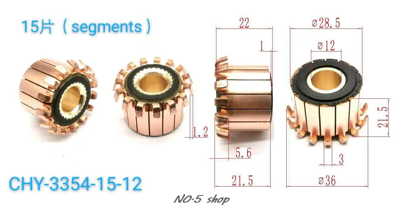 

6Pcs 28.5x12x21.5(22)x15P Copper Bars Electric Motor Commutator