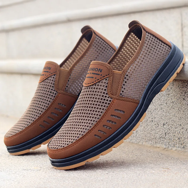 

Green/Grey/Coffee Men Casual Shoes Size 39-44 Breathable Mesh Non-slip Super Light Flats Spring Summer Male Shoes Zapatos Planos