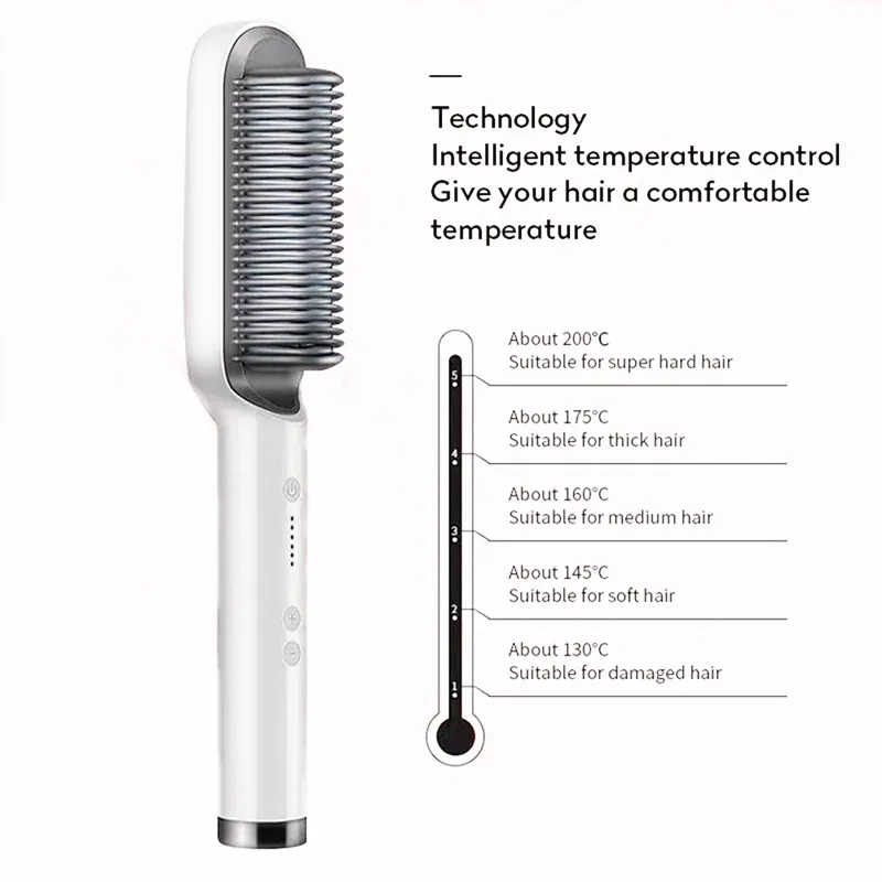 Electric Splint Hair Straightener Hot Air Comb Brush Styling Straight Curling Dual-Use Dryer Bangs Rod 2 In 1 |