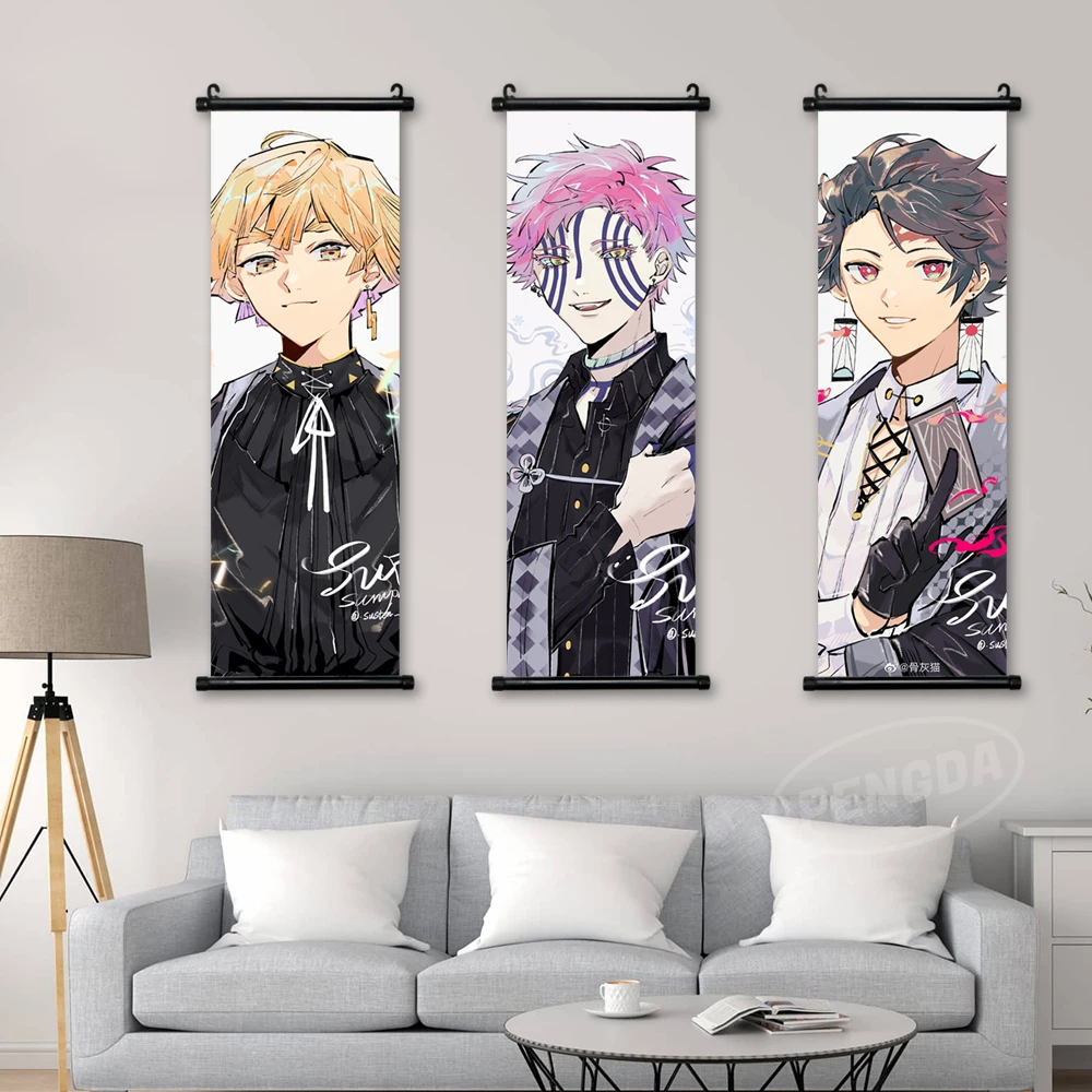 

Hanging Painting Modern Anime Wall Artwork Demon Slayer Akaza Picture Kamado Tanjirou Scroll Print Canvas Poster Home Room Decor