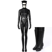 high quality 2022 bat cat woman selina kyle cosplay costume faux leather bodycorn jumpsuit heroine complete outfit with boots