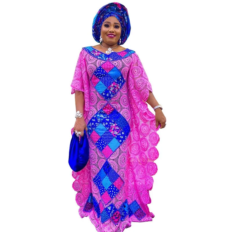 

Robe 2 Piece Sets Dashiki African Dresses For Women Fashion Lace Loose Bat Robe Big Size Boubou Africain Femme Traditional