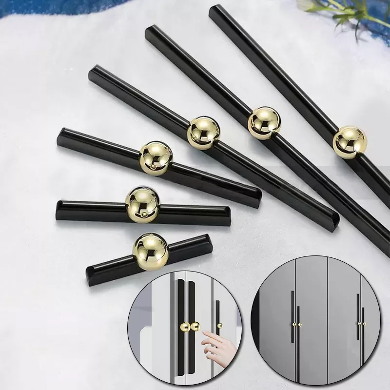 

Style Matte Black Cabinet Handles Solid Zinc Alloy Kitchen Cupboard Pulls Drawer Knobs Furniture Handle Hardware