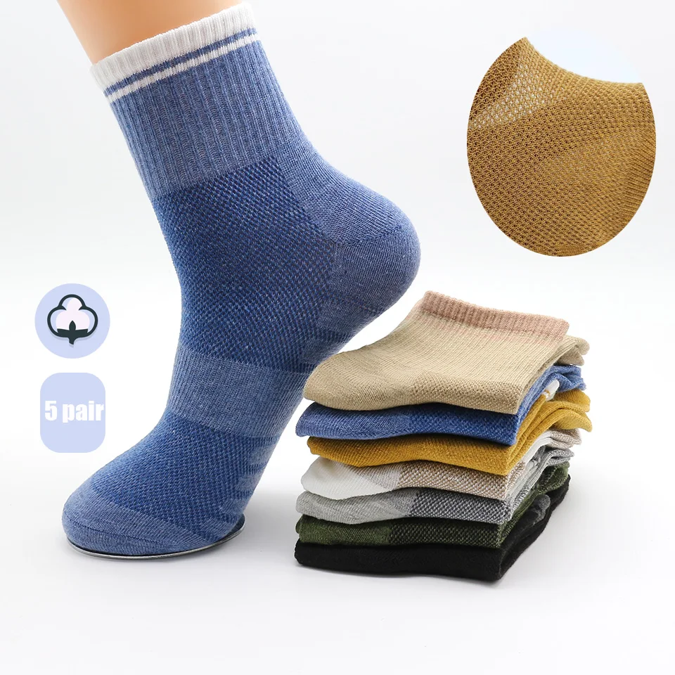 

10 Pack Men Cotton Socks Mesh Breathable Short Casual Socks Summer Sports Socks Absorb Sweat Ankle Socks Set