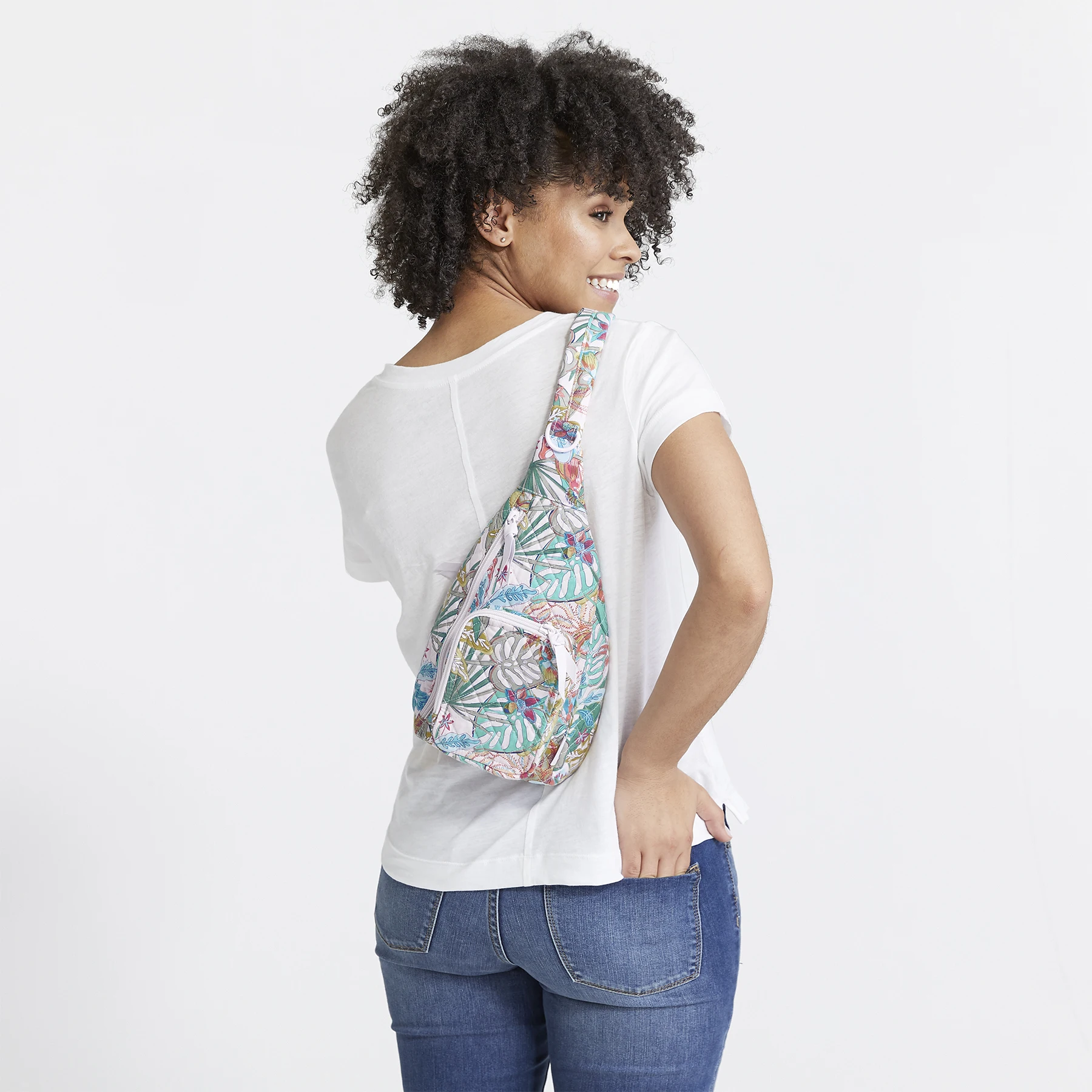 Women's Recycled Cotton Mini Sling Backpack Java Navy Camo