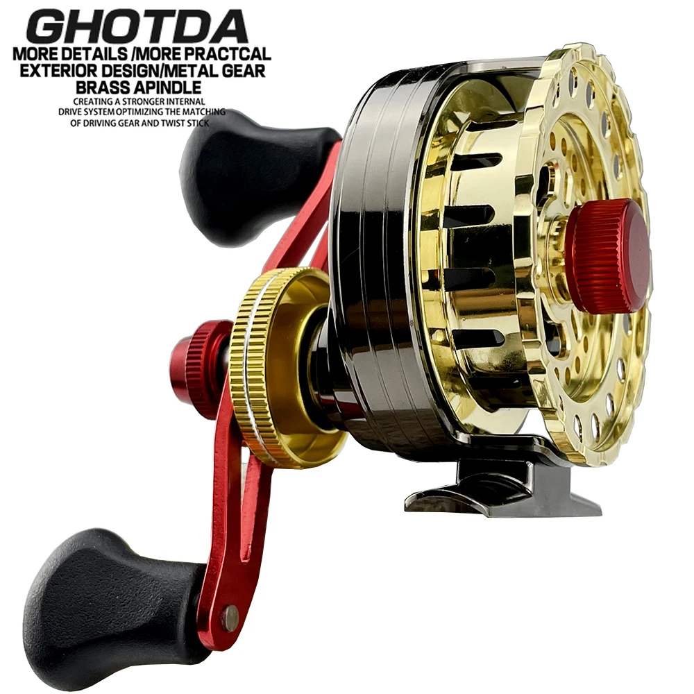

All Metal raft Fishing Reels Anti-slip Left / Right Hand Magnetic Brake Handle Front Raft Wheel Winter Ice Fishing Accessories
