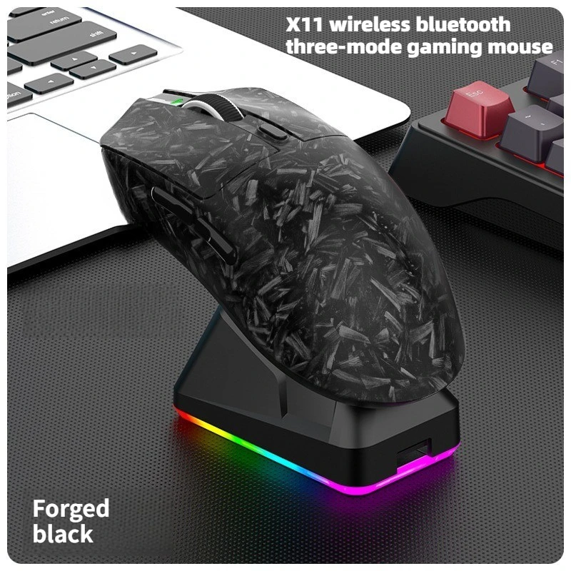 Фото Беспроводная игровая мышь X11 с тремя режимами подключения Bluetooth, программируемая механическая клавиатура с возможностью горячей замены, проводные механические переключатели для киберспорта №1